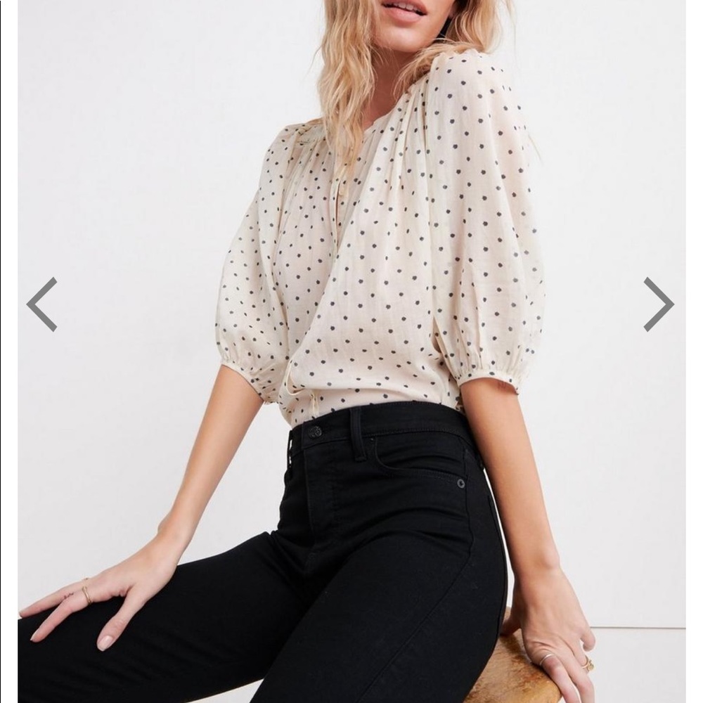 Lucky brand polka dot button down blouse
